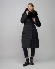 BLACK WOMEN'S LONG FUR COAT
