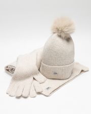 BEIGE WOMEN'S KNITTED BEANIE