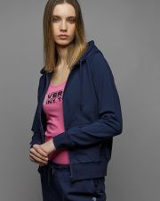 BLUE WOMEN'S HOODED ZIP SWEATER