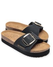 BLACK WOMEN'S SLIPPERS  - GAIA BUCKLE