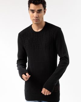 BLACK MEN'S KNITTED SWEATER 1D22FW6010LS0100