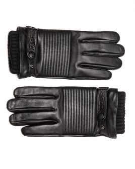 BLACK MEN'S LEATHER GLOVES 1D23FW8031KE2100