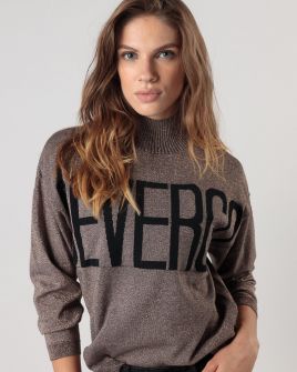 BROWN WOMEN'S KNITTED SWEATER 2D24FW6526LS1101