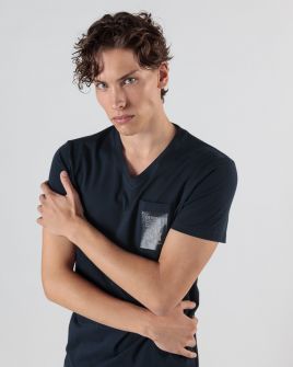 BLUE MEN'S T-SHIRT 1D24FW4025SS0105