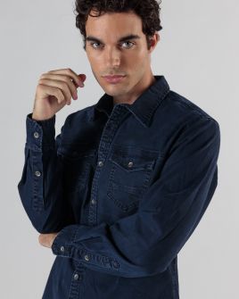 BLUE MEN'S LONG-SLEEVED SHIRT 1D24FW5007LS1306