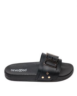 BLACK WOMEN'S SLIDES - CARAVELLA LETTERS DE25SS2526LT SY