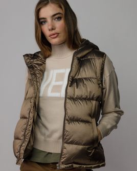 BEIGE WOMEN'S HOODED VEST 2D25FW7523SL1600