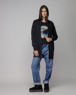 BLACK WOMEN'S LONG ZIP CARDIGAN 2D25FW4587KA0705