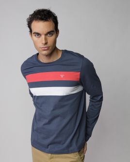 MULTICOLOR MEN'S LONG SLEEVE STRIPED T-SHIRT 1D25FW4009LS0105