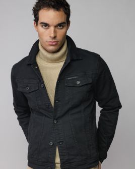 BLACK MEN'S DENIM JACKET 1D25FW7077KA6106