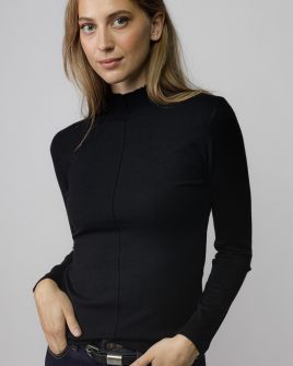 BLACK WOMEN'S KNITTED SWEATER 2D25FW6522LS1101