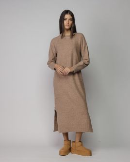 BROWN WOMEN'S KNITTED DRESS 2D25FW9556DR1101