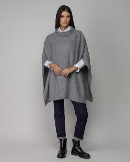 GREY WOMEN'S KNITTED PONCHO 2D25FW6568SL1101