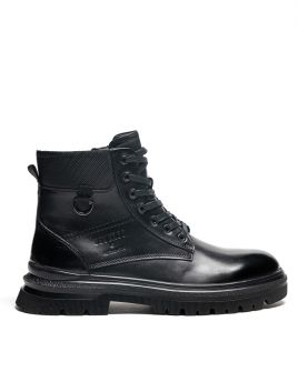 BLACK MEN'S LEATHER BOOTS - AUSTIN DE25FW6042LE MZ