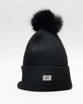 BLACK WOMEN'S KNITTED BEANIE 2D25FW8515HA1101