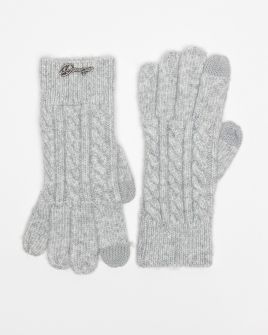 GREY WOMEN'S KNITTED GLOVES 2D25FW8527KE1101