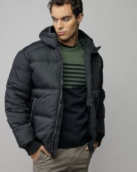 BLACK MEN'S COAT 1D25FW3004KA1600