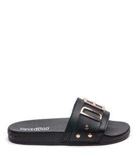 BLACK WOMEN'S SLIPPERS  - CARAVELLA LETTERS DE26SS2526LT SY