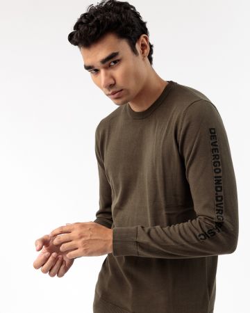 KHAKI MEN'S KNITTED SWEATER 1D22FW6009LS0100