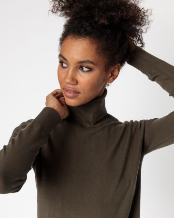 KHAKI WOMEN'S KNITTED PULLOVER 2D22FW6513LS0201