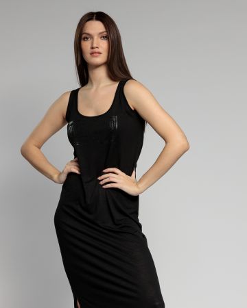 BLACK WOMEN'S LONG DRESS 2D23SS9590DR3805