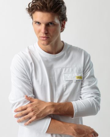 WHITE MEN'S LONG-SLEEVE T-SHIRT 1D23FW4005LS0105