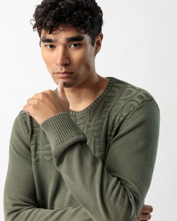 KHAKI MEN'S KNITTED SWEATER 1D23FW6011LS1124