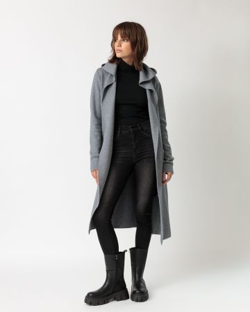 GREY WOMEN'S KNITTED CARDIGAN 2D23FW6525KA1101