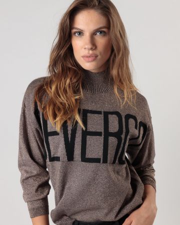 BROWN WOMEN'S KNITTED SWEATER 2D24FW6526LS1101