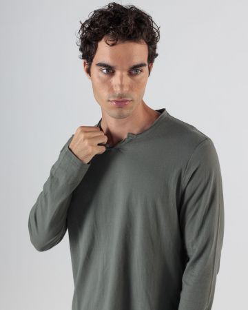 KHAKI MEN'S LONG-SLEEVED T-SHIRT 1D24FW4011LS0104