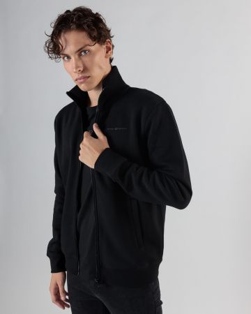 BLACK MEN'S ZIP-UP SWEATSHIRT 1D24FW4085KA0705