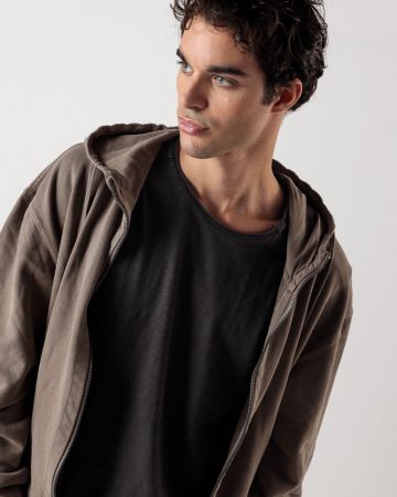 BROWN MEN'S ZIP-UP SWEATSHIRT 1D24FW4073KA0706