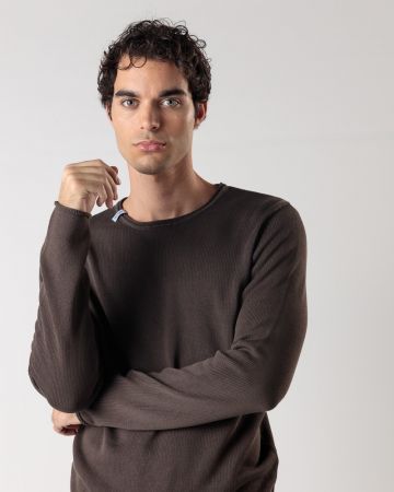 BLACK MEN'S KNITTED SWEATER 1D24FW6011LS1106