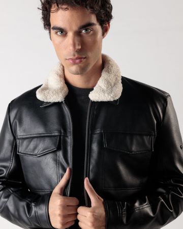 BLACK MEN'S COAT 1D24FW3019KA9000