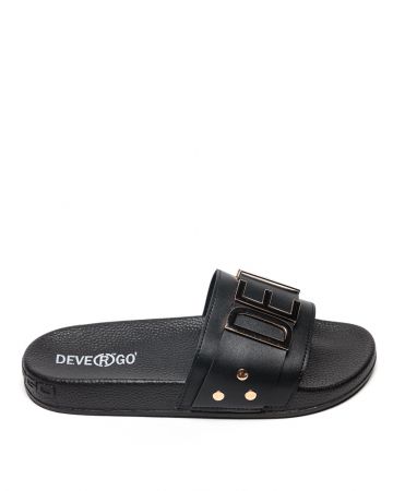 BLACK WOMEN'S SLIDES - CARAVELLA LETTERS DE25SS2526LT SY