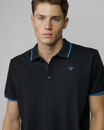 BLACK MEN'S SHORT SLEEVE POLO SHIRT 1D25FW4053SS2405