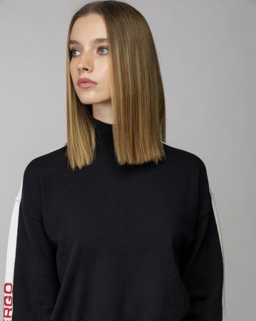 BLACK WOMEN'S KNITTED TURTLENECK SWEATER 2D25FW6531LS1101