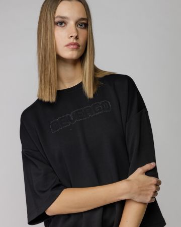 BLACK WOMEN'S SHORT SLEEVE T-SHIRT 2D25FW4529SS1201