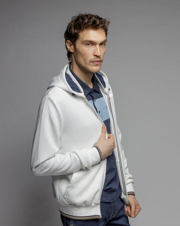 WHITE MEN'S ZIP SWEATER 1D25FW4097KA0701